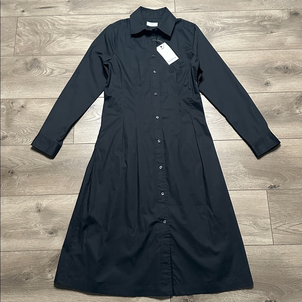 Untuckit Milan Stretch Cotton Button Up Dress‎ Black Office Travel Casual Size 6 - Picture 5 of 16
